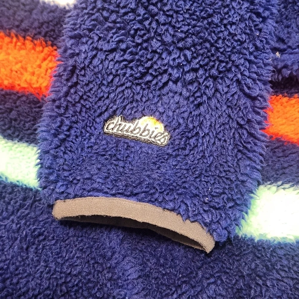 Chubbies M Hoodie Sherpa Sweatshirt Blue Fleece Kangaroo Pullover Stripes